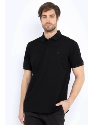 the bostonians ανδρική πόλο μπλούζα πικέ με κεντημένο λογότυπο regular fit μαύρο