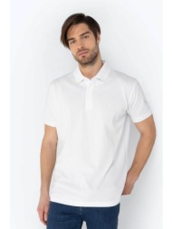 the bostonians ανδρική πόλο μπλούζα πικέ με κεντημένο λογότυπο regular fit λευκό