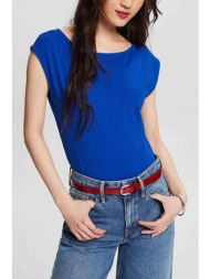 esprit γυναικεία αμάνικη μπλούζα μονόχρωμη straight fit - 024ee1k316 μπλε