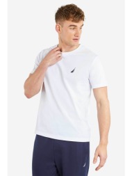 nautica ανδρικό t-shirt μονόχρωμο βαμβακερό με κεντημένες λεπτομέρειες `manitoba` - n1m01697 λευκό