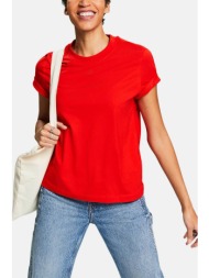 esprit γυναικείο t-shirt με κεντημένο logo straight fit - 994ee1k305 κόκκινο