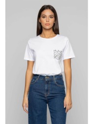 kocca γυναικείο τ-shirt με απλικέ πέτρες - p24pts1731abun0000 λευκό