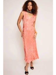 rixo γυναικείο maxi φόρεμα satin jacquard με floral print `sandrine` - 010.00574.224.04244 κοραλί