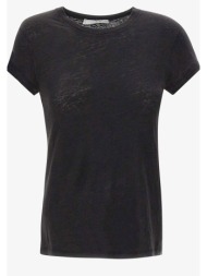 iro γυναικείο λινό t-shirt μονόχρωμο με στρογγυλή λαιμόκοψη - wf19third μαύρο