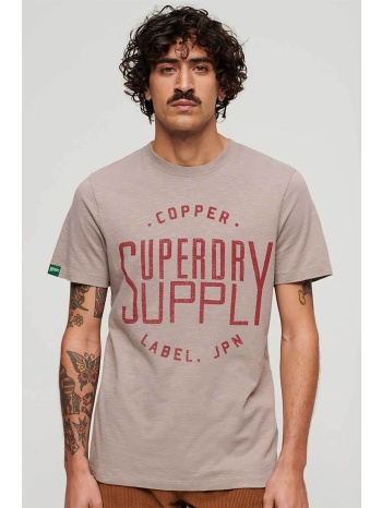 superdry ανδρικό t-shirt μονόχρωμο βαμβακερό με contrast