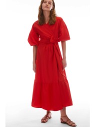 pennyblack γυναικείο midi φόρεμα βαμβακερό wrap `abba` - 2411221132200 κόκκινο