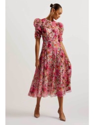 ted baker γυναικείο midi φόρεμα με floral print `botani` - 275409 ροζ
