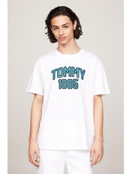 tommy jeans ανδρικό t-shirt με contrast logo regular fit - dm0dm18559 λευκό