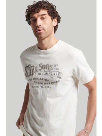 superdry ανδρικό t-shirt μονόχρωμο βαμβακερό με vintage