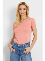 guess γυναικείο t-shirt μονόχρωμο με κεντημένο tone-on-tone λογότυπο - w4gi66kc8t0 κοραλί