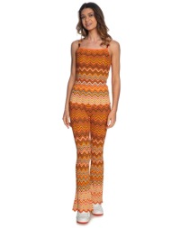 markup γυναικείο πλεκτό παντελόνι με all-over πολύχρωμο zig zag pattern και μεταλλική λεπτομέρεια - 