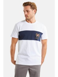 nautica ανδρικό t-shirt βαμβακερό με contrast ρίγα και κεντημένο λογότυπο `washington` - n1m01719 λε