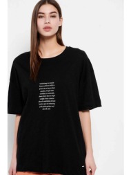 funky buddha γυναικείο βαμβακερό t-shirt με contrast lettering μπροστά και στην πλάτη - fbl007-165-0