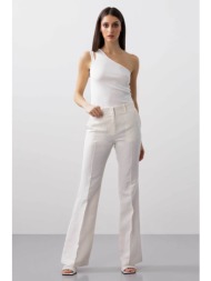 bcbgmaxazria γυναικείο παντελόνι flare με λινό - 23srp216li02 λευκό