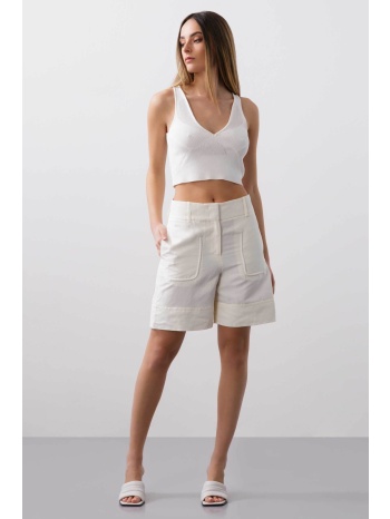 bcbgmaxazria γυναικεία βερμούδα με λινό - 23srp212li02 λευκό σε προσφορά