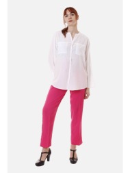 markup γυναικείο παντελόνι cropped μονόχρωμο με τσέπες και ασορτί ζώνη - mw665133 φούξια
