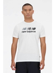 new balance ανδρικό t-shirt `heathertech graphic` - mt41071 λευκό