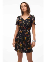 vero moda γυναικείο mini φόρεμα με floral print - 10286748 μαύρο