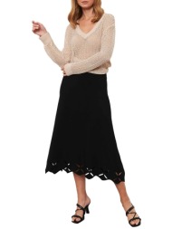 gerry weber γυναικεία midi φούστα με διάτρητο σχέδιο στο κάτω μέρος - 310007-35712 μαύρο