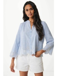 mexx γυναικείο πουκάμισο βαμβακερό με ψιλό ριγέ σχέδιο και μεταλλική λεπτομέρεια στο πλάι - mf006104