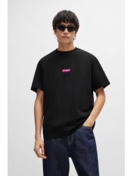 hugo boss ανδρικό t-shirt μονόχρωμο βαμβακερό με contrast logo prints `dindion` - 50509966 μαύρο