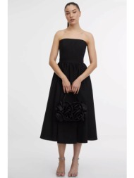orsay γυναικείο midi φόρεμα μονόχρωμο strapless - 1000437-x66-6666 μαύρο