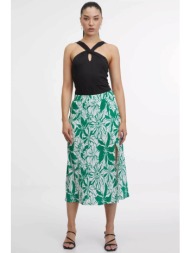 orsay γυναικεία midi φούστα με all-over ribbed υφή και floral print - 1000499-x18-6022 πράσινο