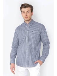 the bostonians ανδρικό πουκάμισο button down με καρό σχέδιο, απλικέ τσέπη και κεντημένο logo regular