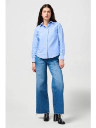 wrangler® γυναικείο τζιν παντελόνι `world wide leg` - 112352277 denim blue σκούρο