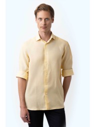 the bostonians ανδρικό λινό πουκάμισο custom fit - anp1552 κίτρινο ανοιχτό