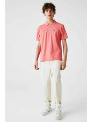 lacoste ανδρική πόλο μπλούζα με κεντημένο λογότυπο - l1212 ροζ