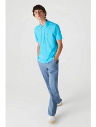 lacoste ανδρική πόλο μπλούζα με κεντημένο λογότυπο - l1212 μπλε-γαλάζιο