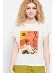 funky buddha γυναικείο βαμβακερό t-shirt με στρογγυλεμένο πίσω μέρος και τύπωμα μπροστά - fbl007-194