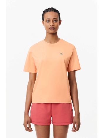 lacoste γυναικείο t-shirt μονόχρωμο με κεντημένο λογότυπο