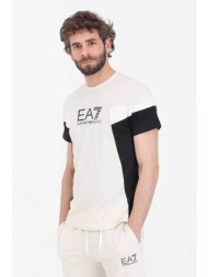 ea7 ανδρικό t-shirt colourblocked με logo print regular fit - 3dpt10pj02z μπεζ