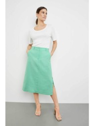 gerry weber γυναικεία midi φούστα από λινάρι με άνοιγμα στο πλάι a-line - 211005-66225 πράσινο