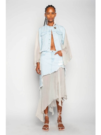 marques` almeida γυναικείο denim jacket με ημιδιαφάνεια στα σε προσφορά
