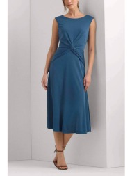 lauren ralph lauren γυναικείο midi φόρεμα μονόχρωμο με στριφτή λεπτομέρεια μπροστά - 250872090009 μπ