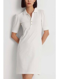 lauren ralph lauren γυναικείο mini φόρεμα πόλο βαμβακερό με κεντημένο μονόγραμμα - 200834569002 λευκ