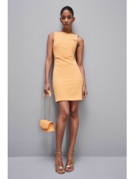 patrizia pepe γυναικείο mini φόρεμα αμάνικο slim fit - 2a2686 πορτοκαλί