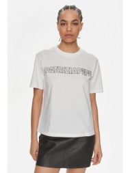 patrizia pepe γυναικείο t-shirt με λογότυπο με πέτρες regular fit - 2m4389 λευκό