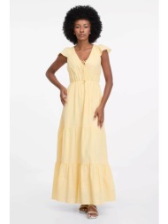 orsay γυναικείο maxi φόρεμα μονόχρωμο βαμβακερό με βολάν - 1000677-x13-0822 κίτρινο