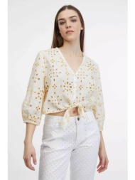 orsay γυναικείο πουκάμισο μονόχρωμο βαμβακερό cropped με all-over διάτρητο σχέδιο - 1000474-x13-0822