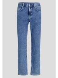 karl lagerfeld jeans ανδρικό τζιν παντελόνι μονόχρωμο πεντάτσεπο με contrast logo patch πίσω straigh