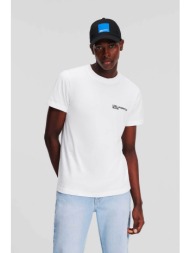 karl lagerfeld jeans ανδρικό t-shirt μονόχρωμο βαμβακερό με contrast λεπτομέρειες - 241d1700 λευκό