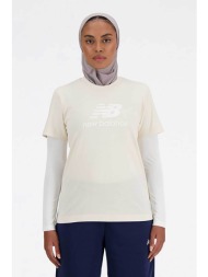 new balance γυναικείο t-shirt `jersey stacked logo` - wt41502 κρέμ