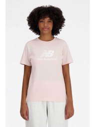 new balance γυναικείο t-shirt `jersey stacked logo` - wt41502 ροζ