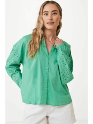 mexx γυναικείο πουκάμισο μονόχρωμο βαμβακερό με διάτρητο σχέδιο - mf006103041w πράσινο