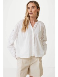 mexx γυναικείο πουκάμισο μονόχρωμο βαμβακερό με διάτρητο σχέδιο - mf006103041w κρέμ