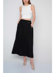 `ale γυναικεία midi φούστα μονόχρωμη με ελαστική μέση - 8918808 μαύρο
